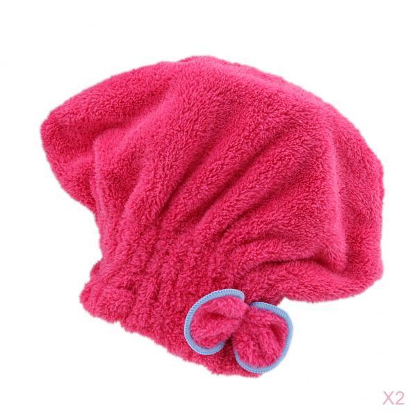 2 Pieces Super Absorbent Quick Shower Hair Drying Towel Cap Turban Hat