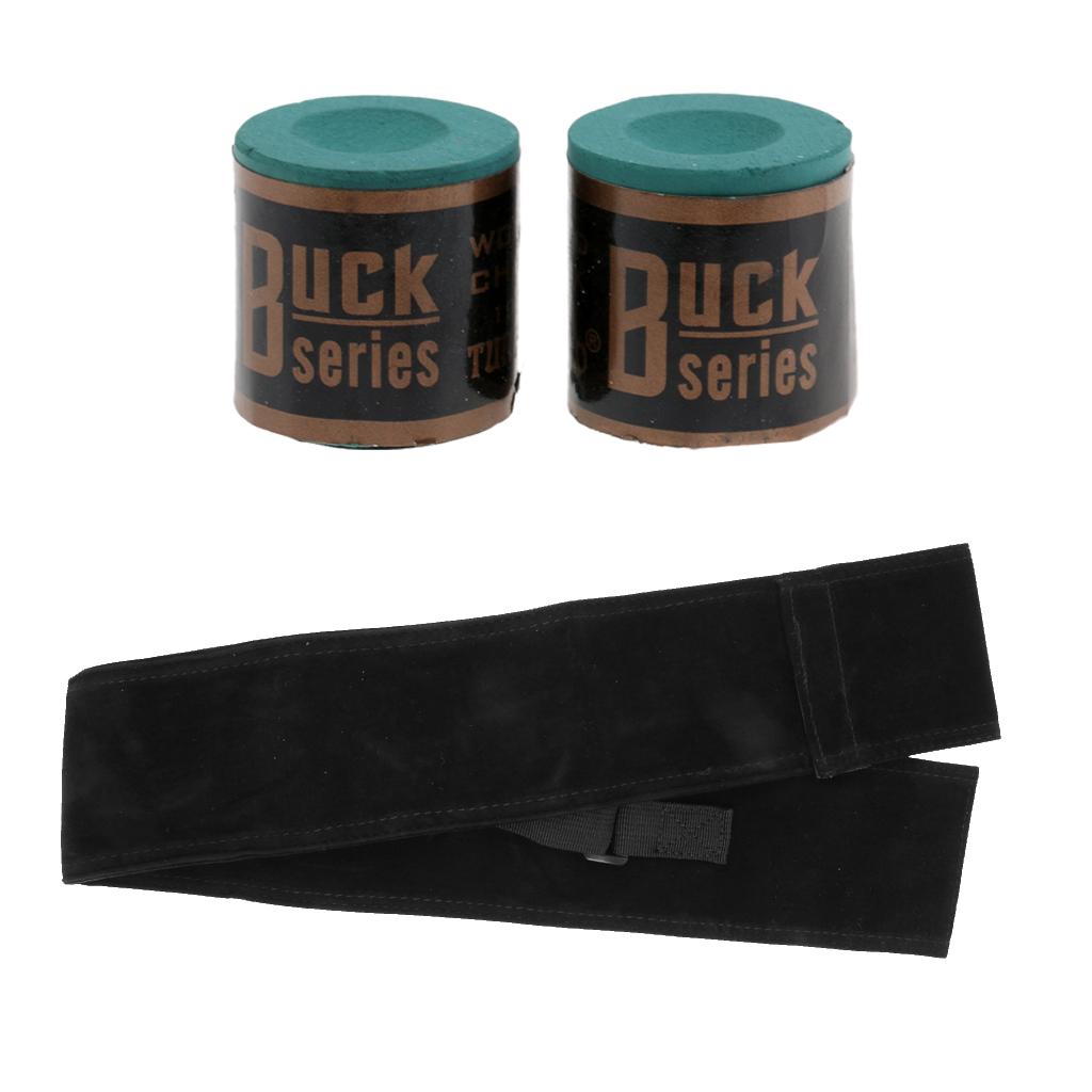 2 Blocks Billiard Chalk+Soft Snooker Cue Case Bag for 1/2 American Pool Cue