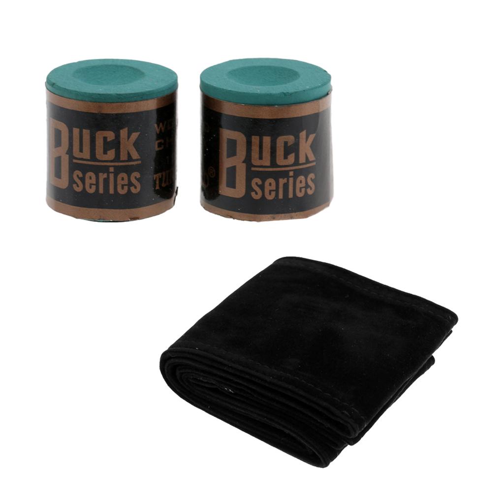 2 Blocks Billiard Chalk+Soft Snooker Cue Case Bag for 1/2 American Pool Cue