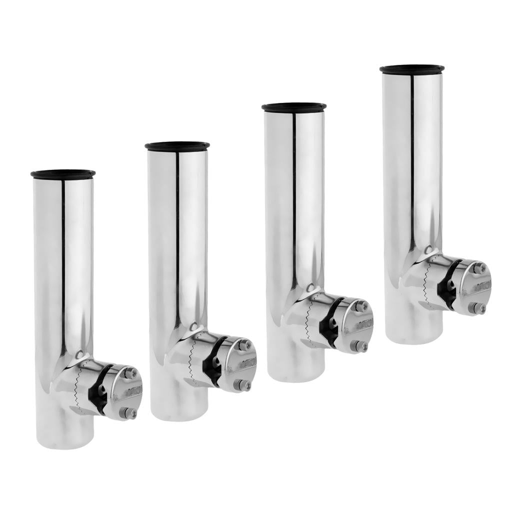 4Pcs Stainless Steel Boat Clamp On Fishing Rod Holder for Rails 1-1/4 to 2""