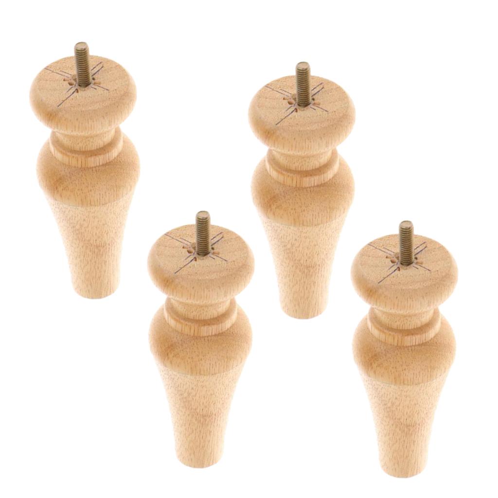 4 Pieces Wood Furniture Legs Sofa /Couch/Lounge/Chair/Bed Leg Feet 5# Raw