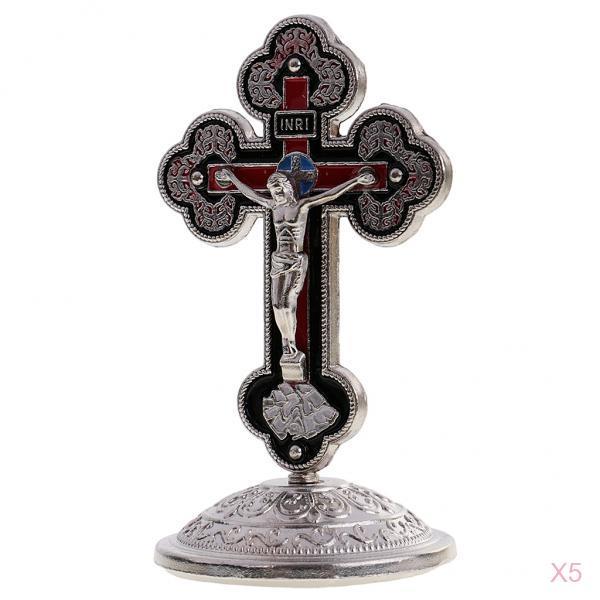 5 Pieces Crucifix Statues Jesus Christ Figurines INRI Sticky Bottom Ornament