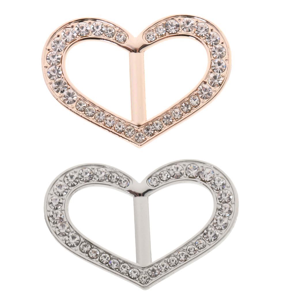 2pcs Alloy Metal Heart Scarf Buckle Clip Holder Rhinestone Brooch for Women