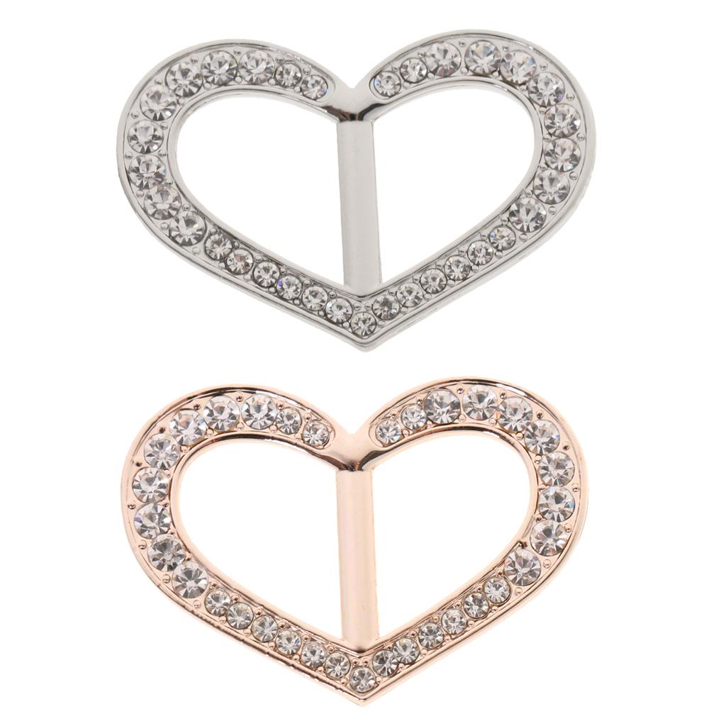 2pcs Alloy Metal Heart Scarf Buckle Clip Holder Rhinestone Brooch for Women