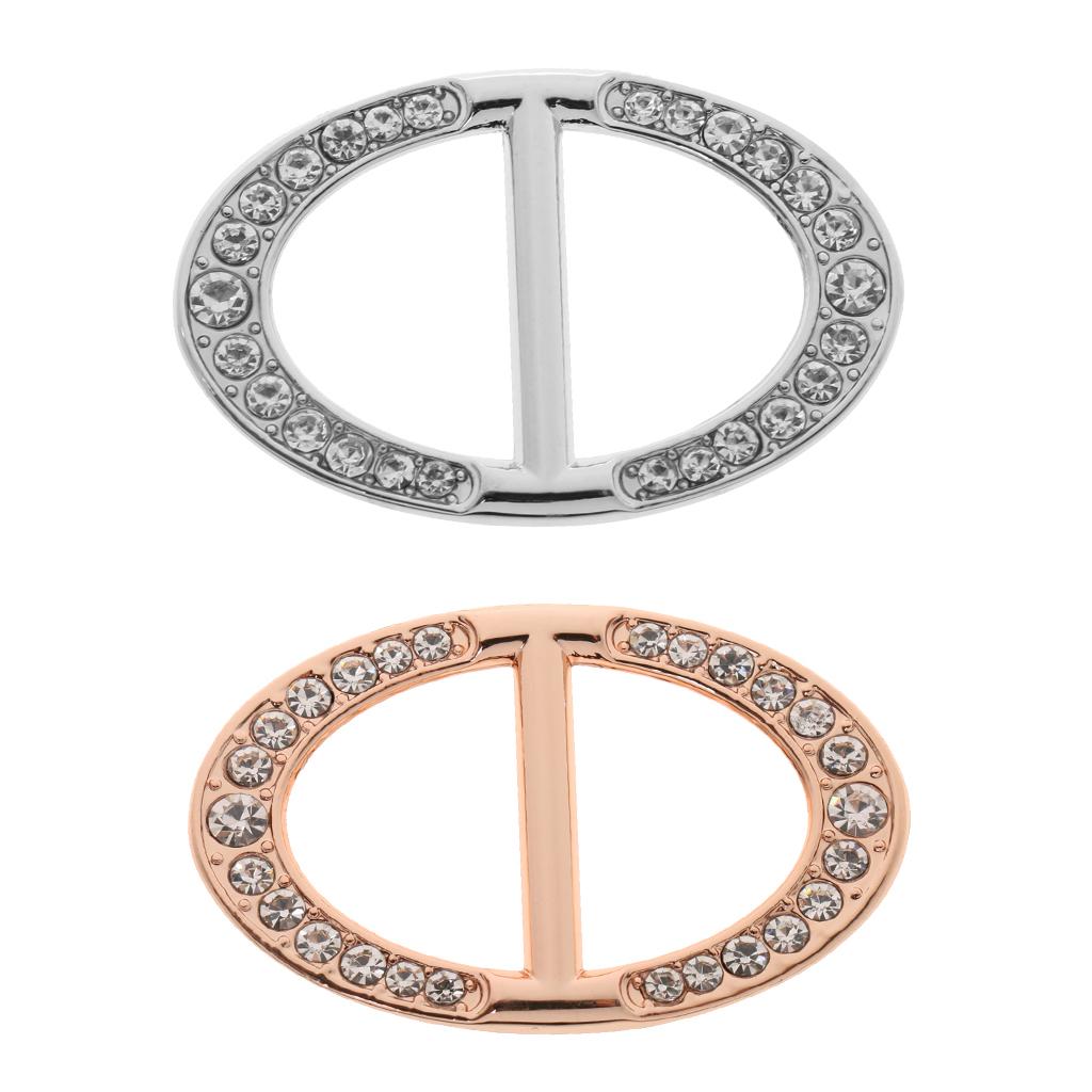 2pcs Women Crystal Rhinestone Oval Scarf Clip Buckle Pin Scarf Jewelry Gift