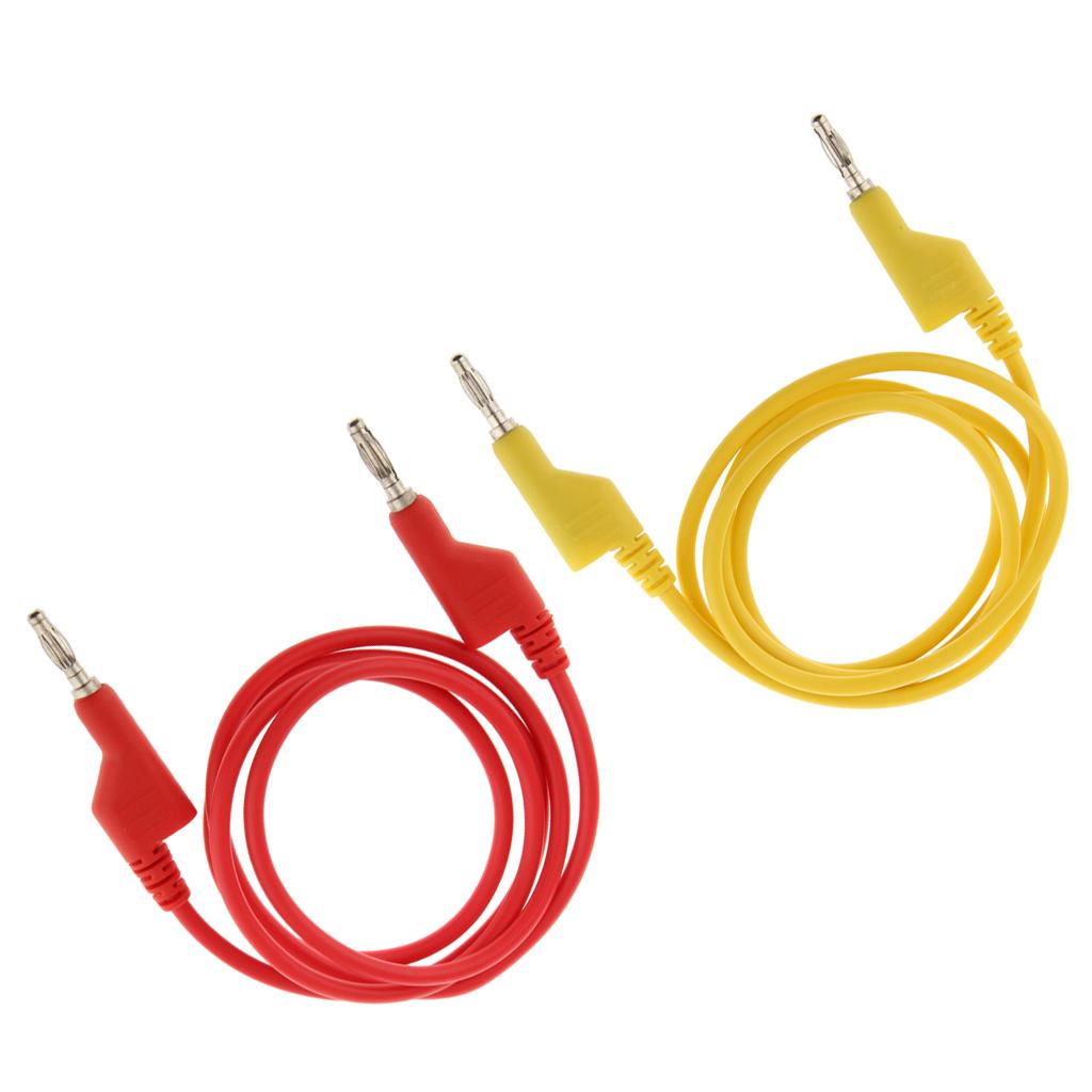25A Stackable 4mm Banana Plug Multimeter Test Cable Lead Cord Red and Yellow