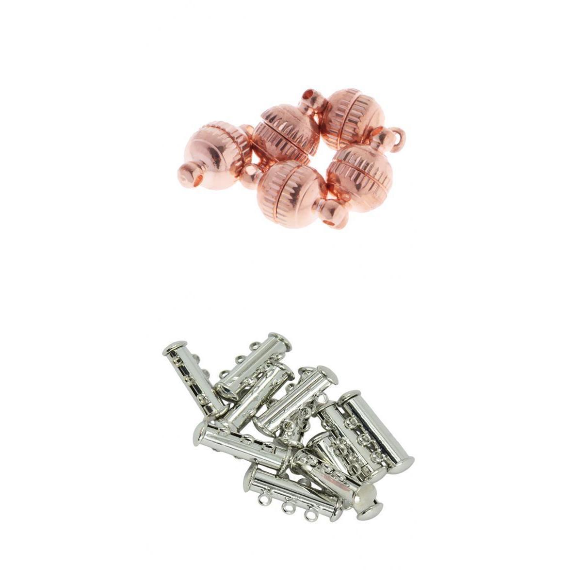 15 Pieces 3 Strand Slide Lock Magnetic with Round Ball Magnetic DIY Clasps