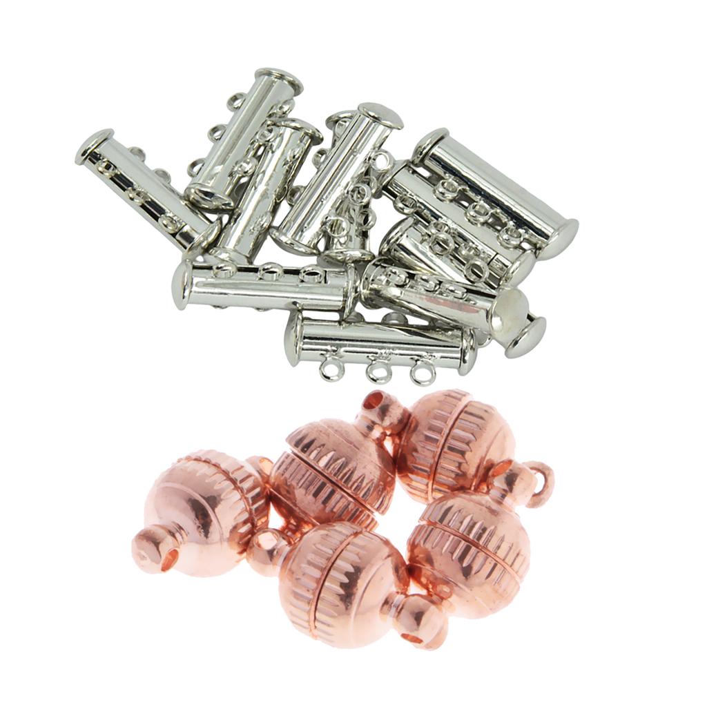 15 Pieces 3 Strand Slide Lock Magnetic with Round Ball Magnetic DIY Clasps