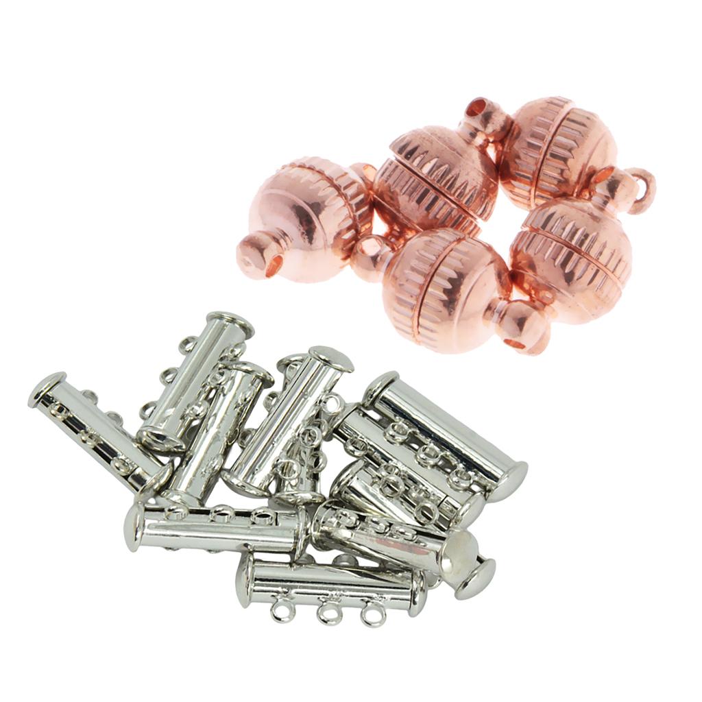 15 Pieces 3 Strand Slide Lock Magnetic with Round Ball Magnetic DIY Clasps
