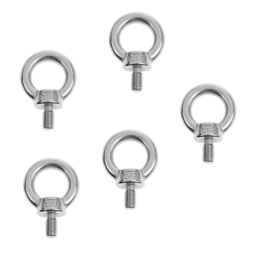 5 Pieces M8 Stainless Steel DIN 580 Machine Shoulder Lift Eye Bolt Marine