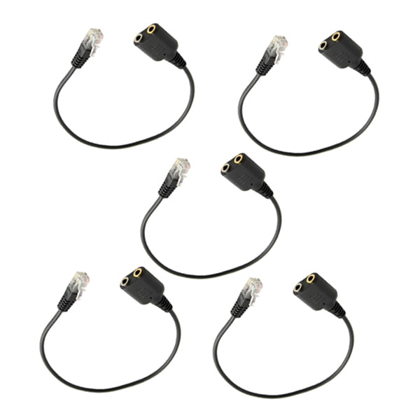 5Pieces Dual 3.5mm to RJ9 Jack Adapter Convertor Headset Telephone Use Cable