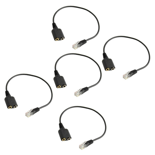 5Pieces Dual 3.5mm to RJ9 Jack Adapter Convertor Headset Telephone Use Cable
