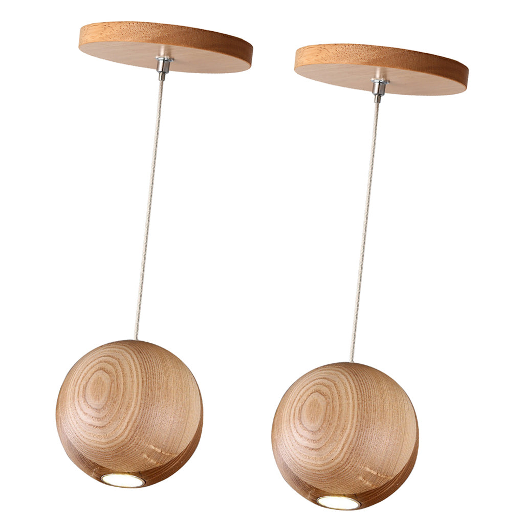 2 Pieces Wood Global Ceiling Pendant Lamp Bar Decoration Chandelier Fixture