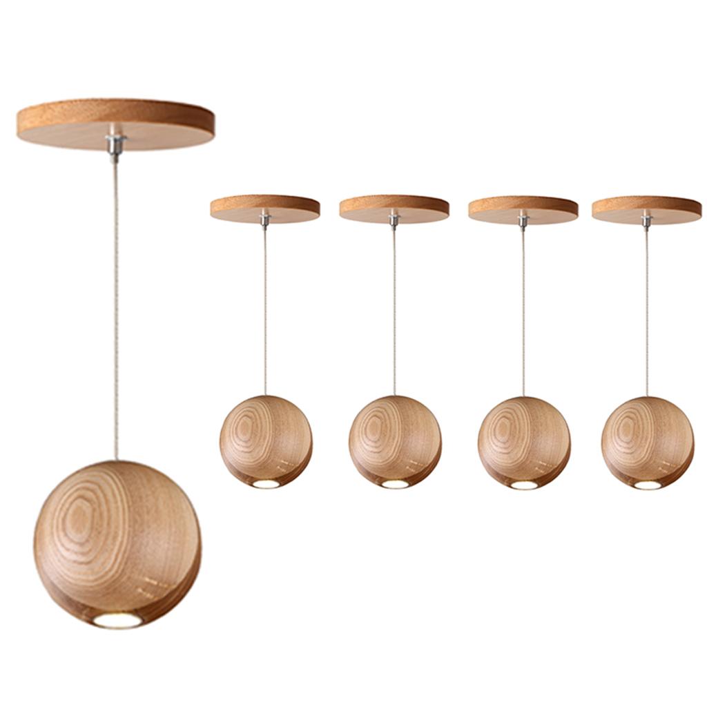 5 Pieces Wood Global Ceiling Pendant Lamp Bar Decoration Chandelier Fixture