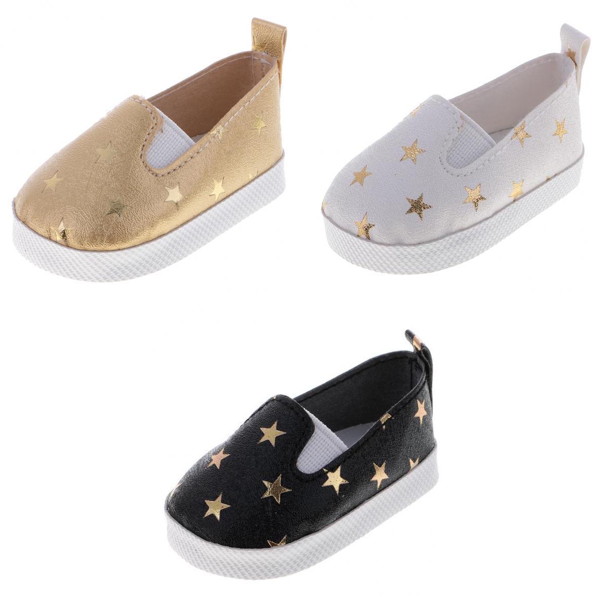 3 Pairs Casual Star Printed Slip-on Shoes for 18'' Dolls