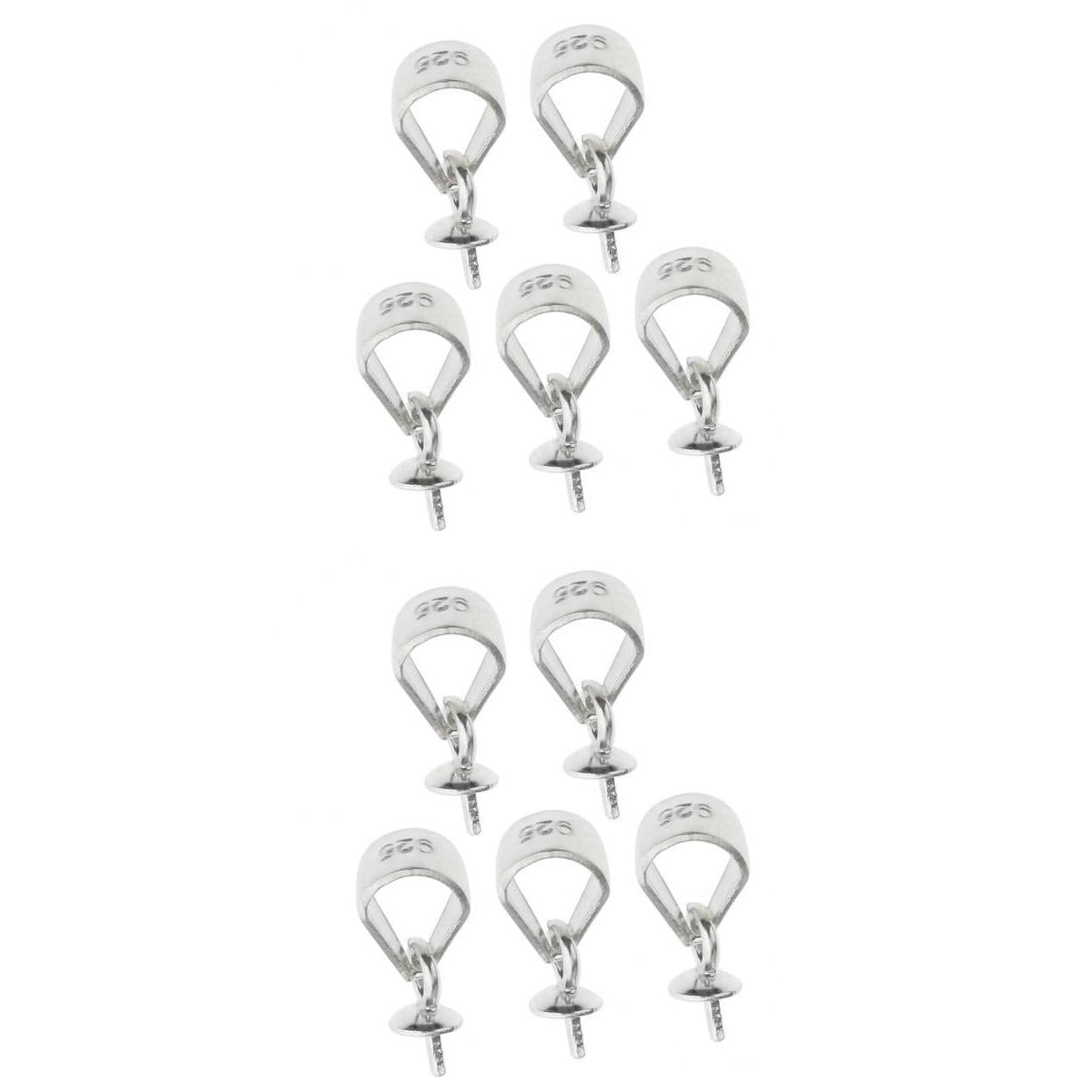 10pcs Sterling Silver Clip Pinch Bails for Pearls Pendants & Findings