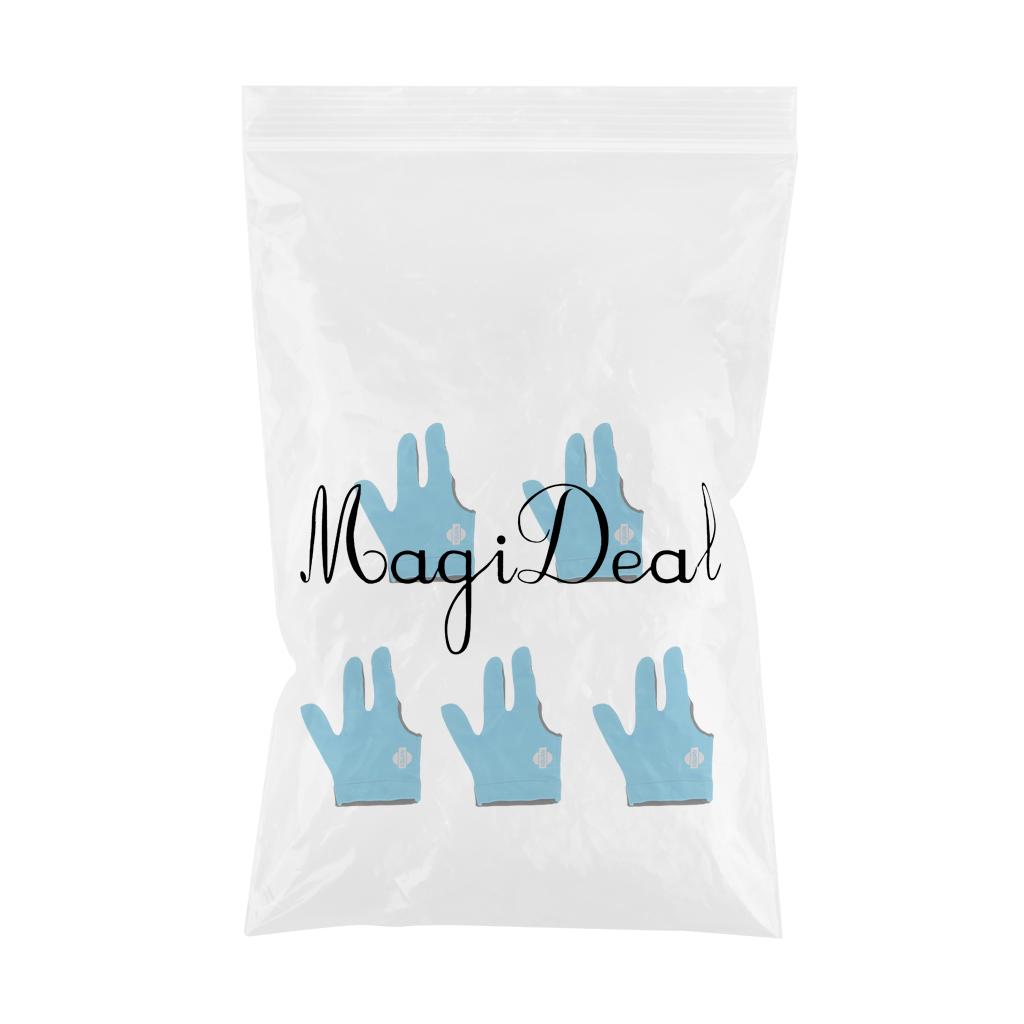5 Pieces Elastic 3 Finger Right Hand Snooker Billiards Pool Cue Glove Blue