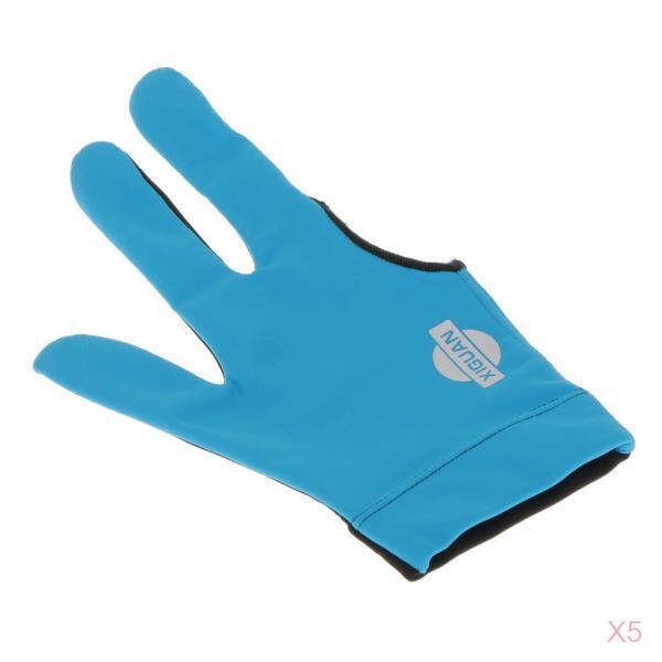 5 Pieces Elastic 3 Finger Right Hand Snooker Billiards Pool Cue Glove Blue