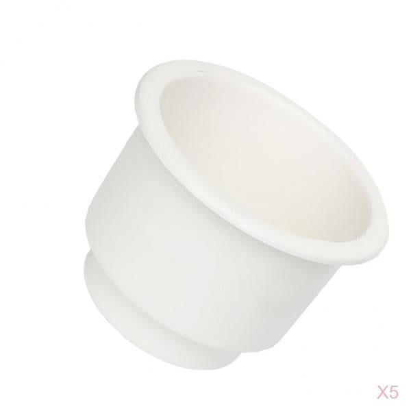5 Pieces White Side Hole Recessed Cup Drink Holder for Marine Boat Car RV