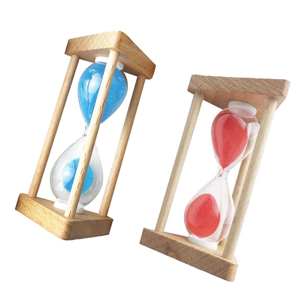 2 30Seconds Wooden Frame Sandglass Hourglass Sand Timer Clock Decor Blue+Red