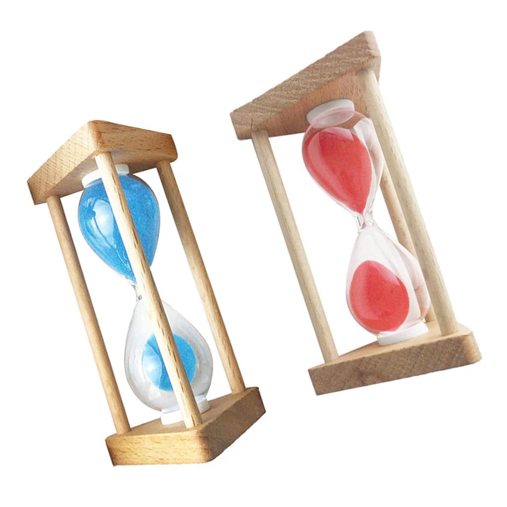2Pieces 1Minute Wooden Frame Sandglass Hourglass Sand Timer Clock Home Decor