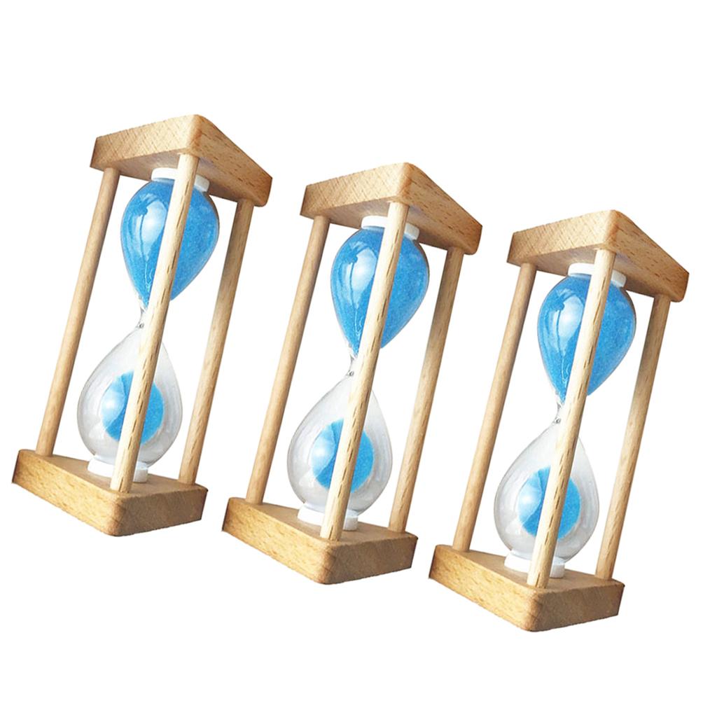 3x 30Seconds+10Minutes+3Minutes Wooden Sandglass Hourglass Sand Timers Clock