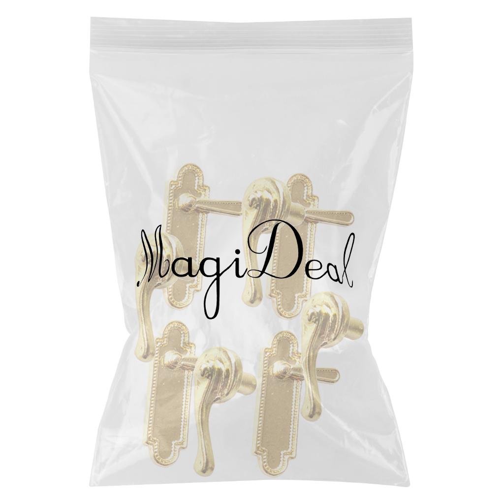 8 Pieces Dollhouse Miniatures Door Pull Handles Locks 1/12 Dolls House Accs