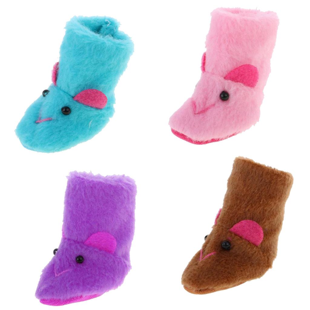4 Pairs 1/6 Cute Rabbit Plush Snow Boots Shoes for 12'' Blythe Dolls