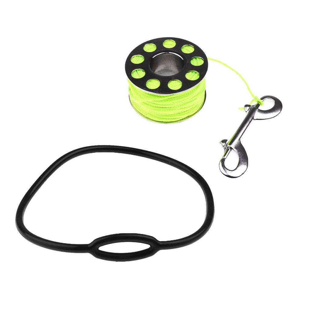 31m Line Scuba Spool Finger Reel with Bolt Snap + Diving Regulator Necklace
