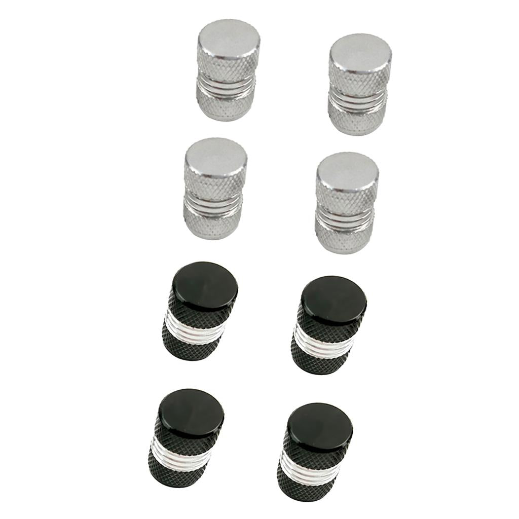 8 Pieces Aluminum Tire/Rim Valve/Wheel Air Port Cover Stems Cap Black+Silver