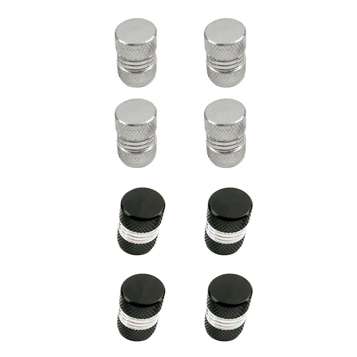 8 Pieces Aluminum Tire/Rim Valve/Wheel Air Port Cover Stems Cap Black+Silver