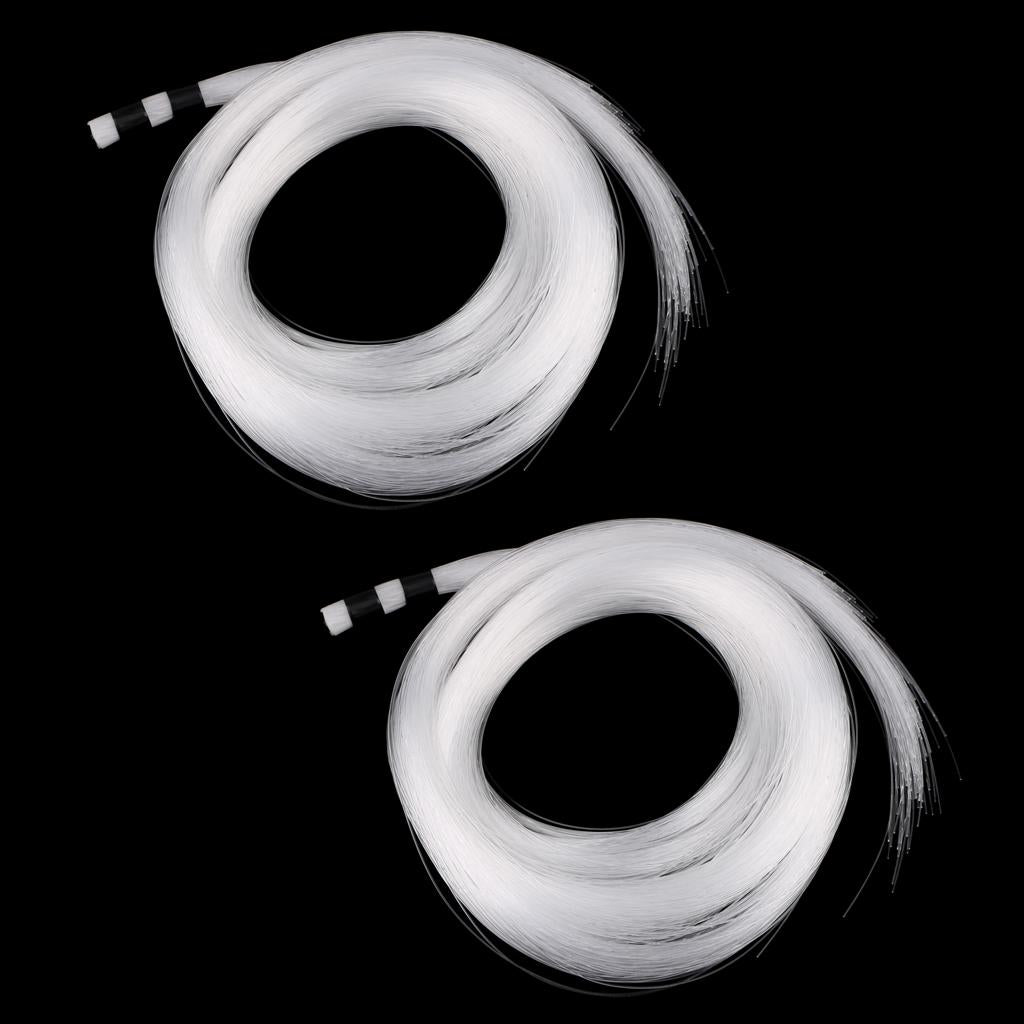 2 Rolls 0.75mm 2M Plastic End Glow Optical Fiber for Home Bar Decor 300pcs