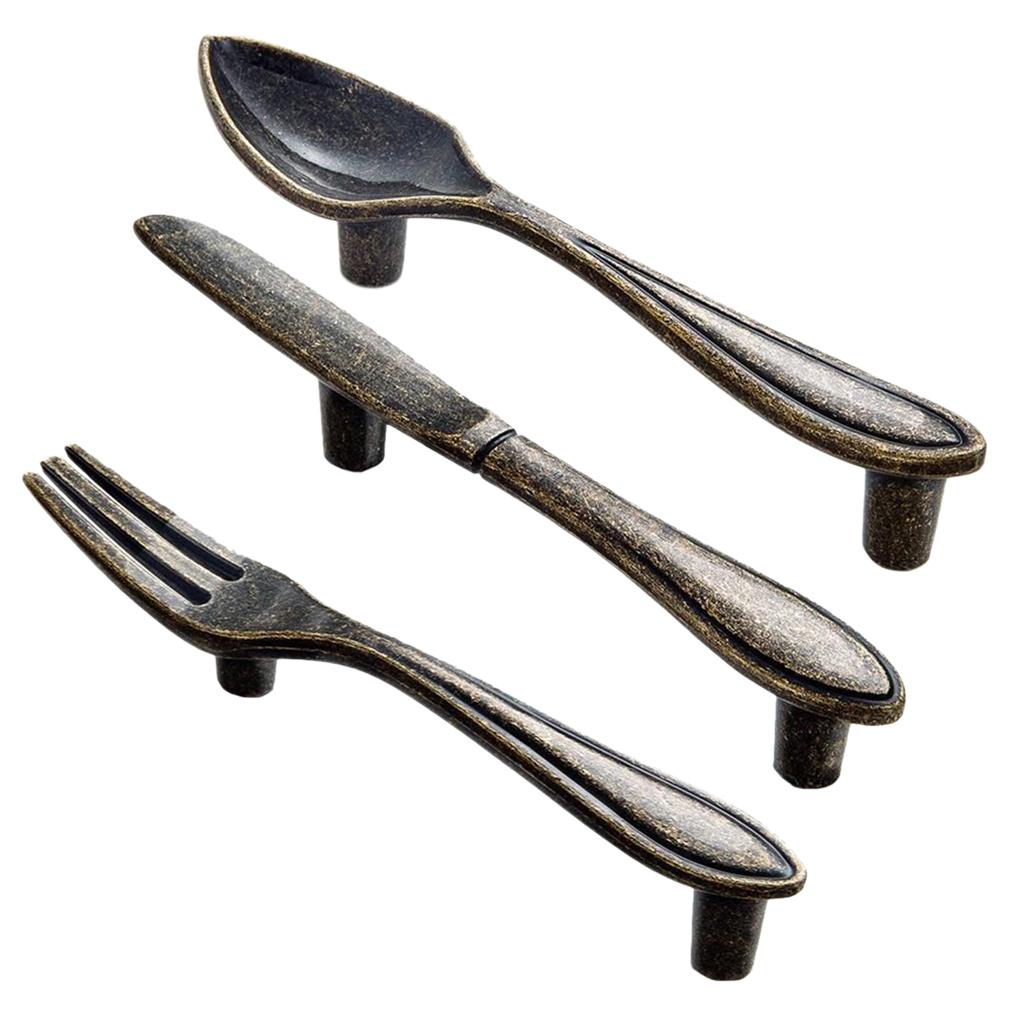 3Pieces Pull Handle Kitchen Cabinet Cupboard Drawer Door Knob Antique Bronze
