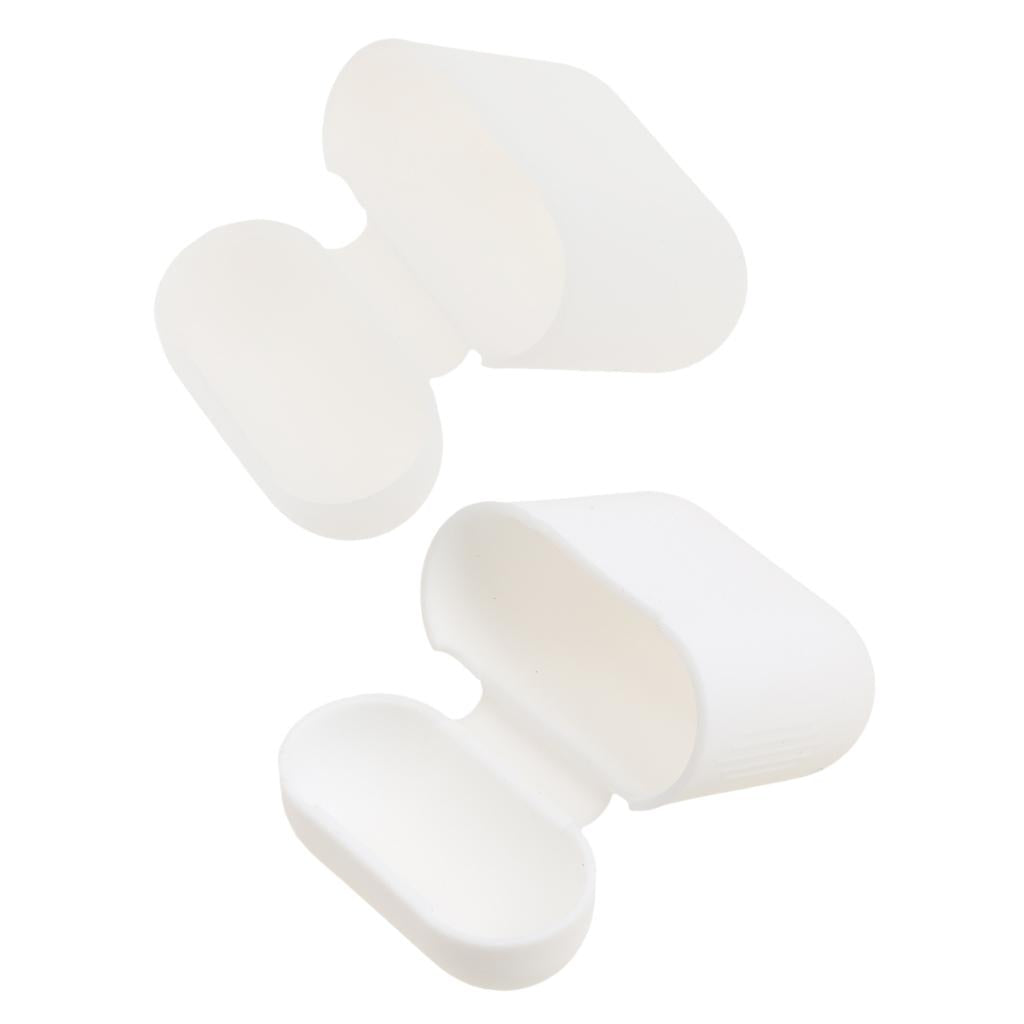 Clear+White Silicone Case Cover Pouch for AirPods Earphones Charging Box