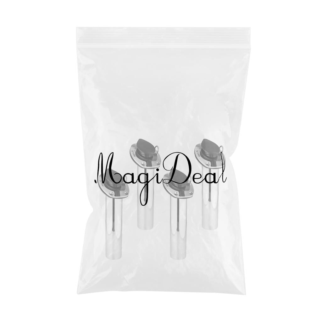 4 Pack 316 Stainless Steel 30 Degree Boat Fishing Rod Holder with Gasket Cap