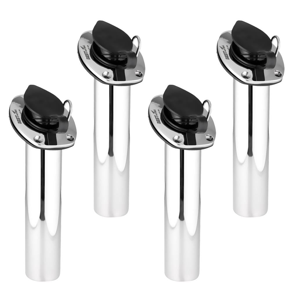 4 Pack 316 Stainless Steel 30 Degree Boat Fishing Rod Holder with Gasket Cap