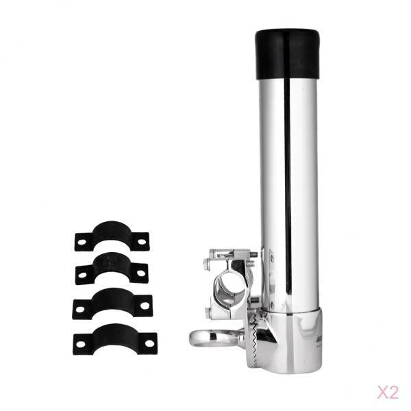 2 Pieces Stainless Steel Fishing Rod Holder Clamp On for Rails 25mm to 32mm