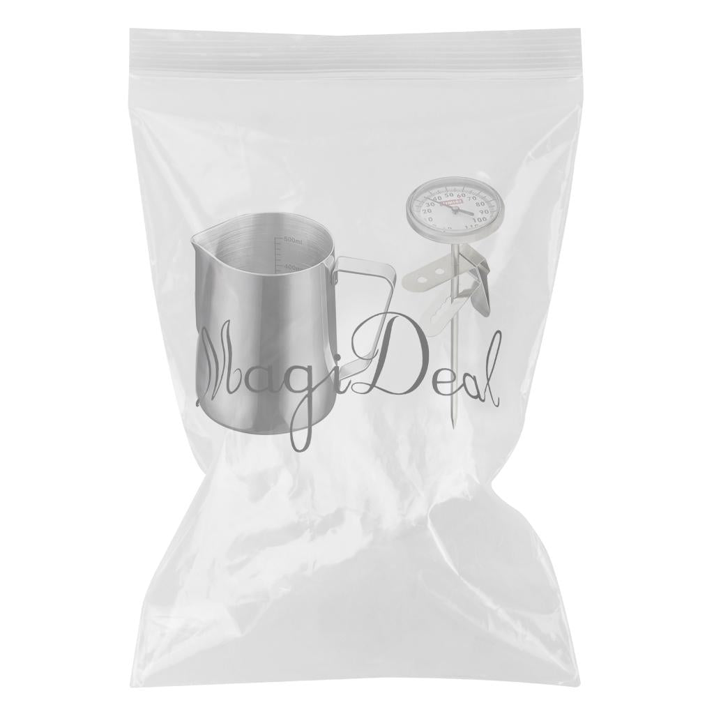 600ml Stainless Steel Coffee Frothing Milk Tea Latte Jug Scale + Thermometer