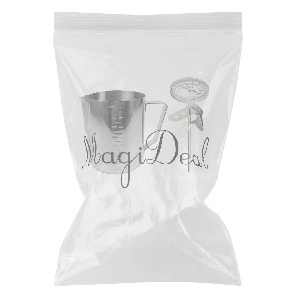 900ml Stainless Steel Coffee Frothing Milk Tea Latte Jug Scale + Thermometer