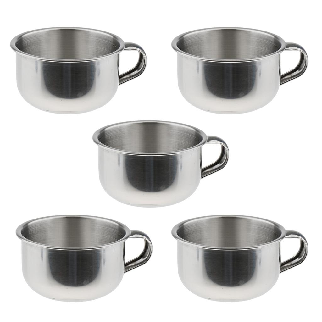 5 Pieces Men Beard Shaving Bowls Mug Cups with Handle Stainless Steel
