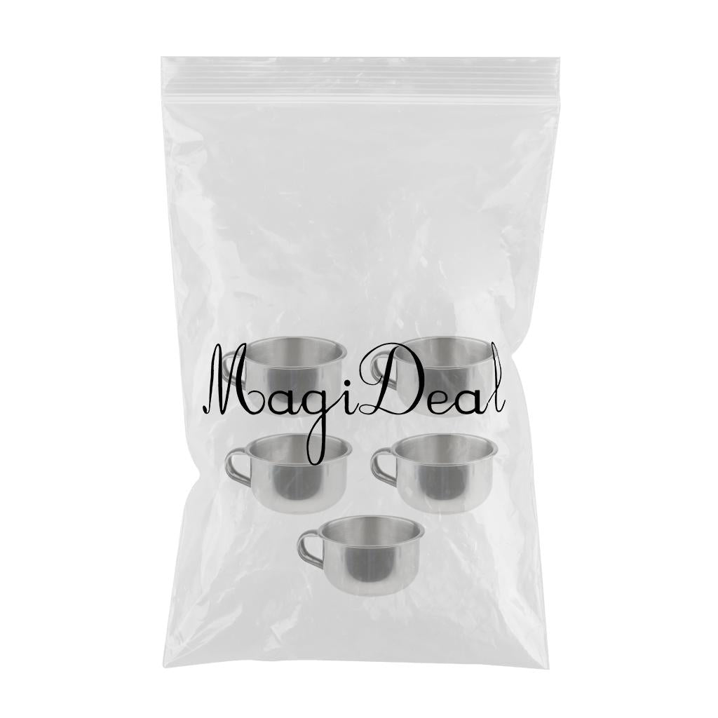 5 Pieces Men Beard Shaving Bowls Mug Cups with Handle Stainless Steel