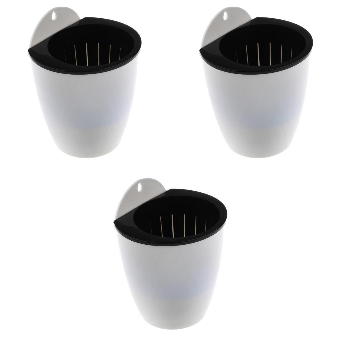 3 Sizes Garden Self-watering Plant Flower Pot Wall Hanging Planter White