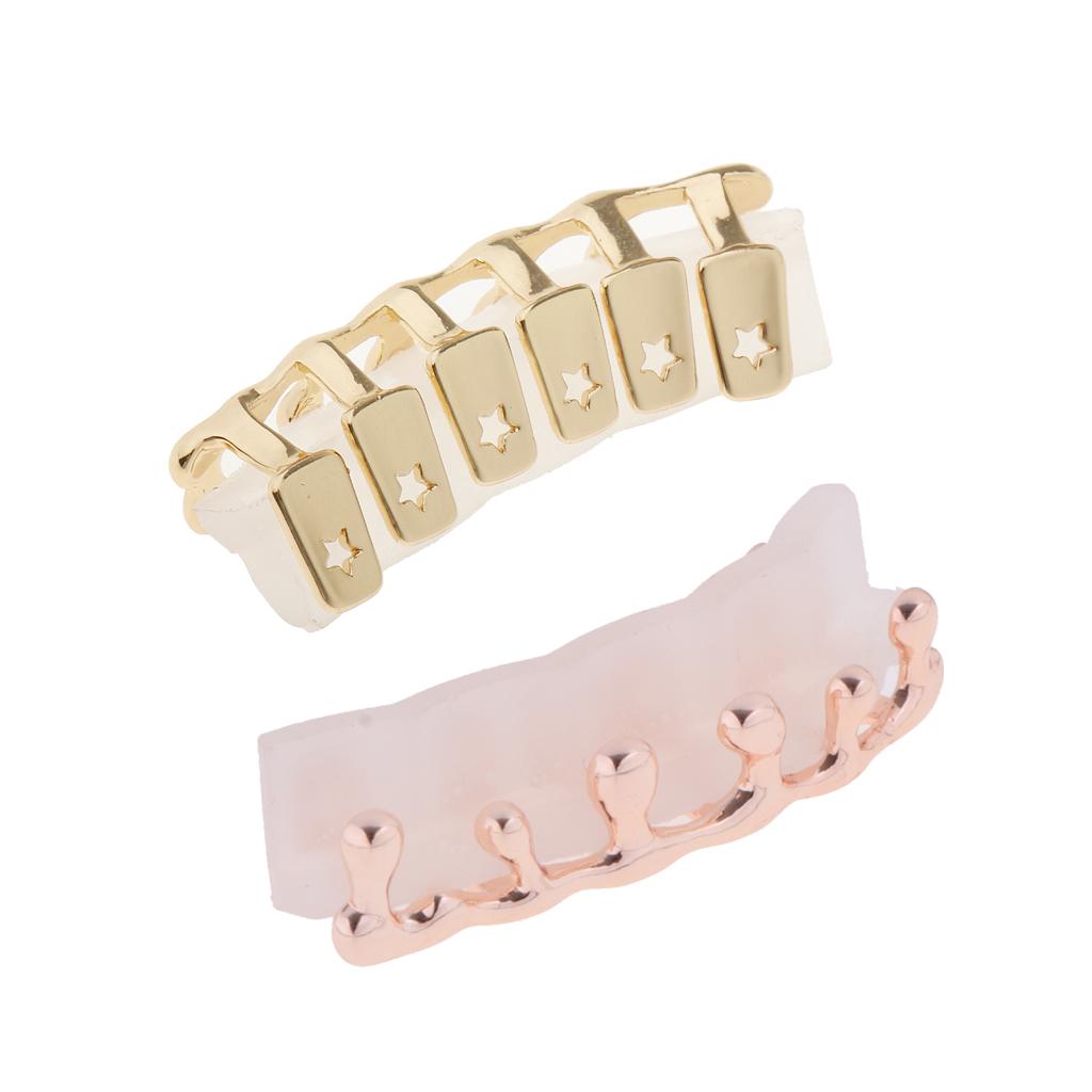 2 Pieces 18K Gold Plated Hip Hop Drip Teeth Caps Lower Bottom Set Cosplay