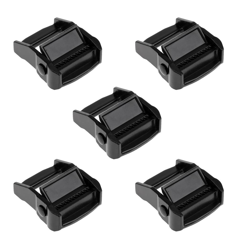 5 Pieces Cam Buckles for 38mm Webbing Luggage Cargo Kayak Board Surf Black