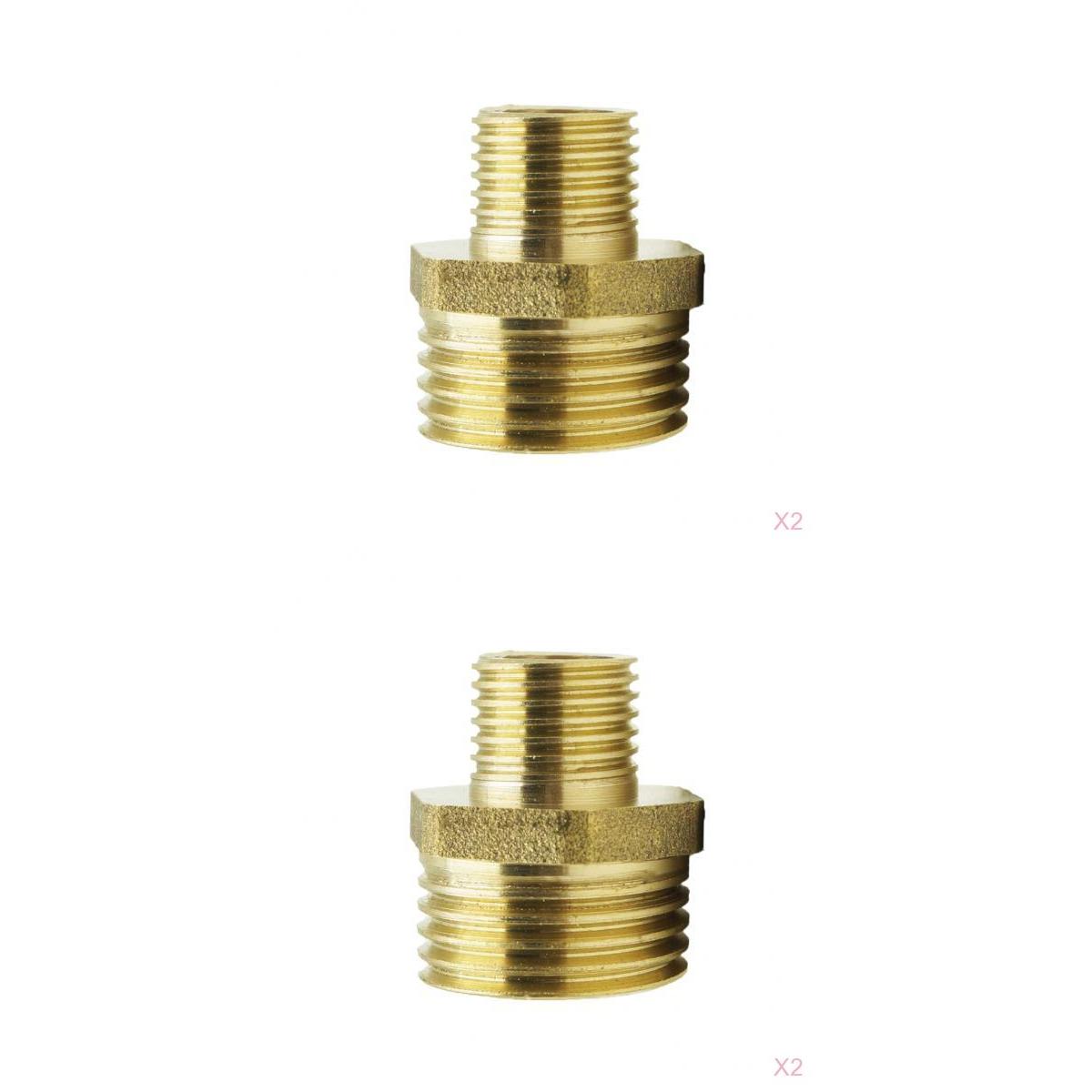 2Set Brass Double-Headed Hex Bushing Fitting Connector 1/2-1/4 And1/2-1/8" "