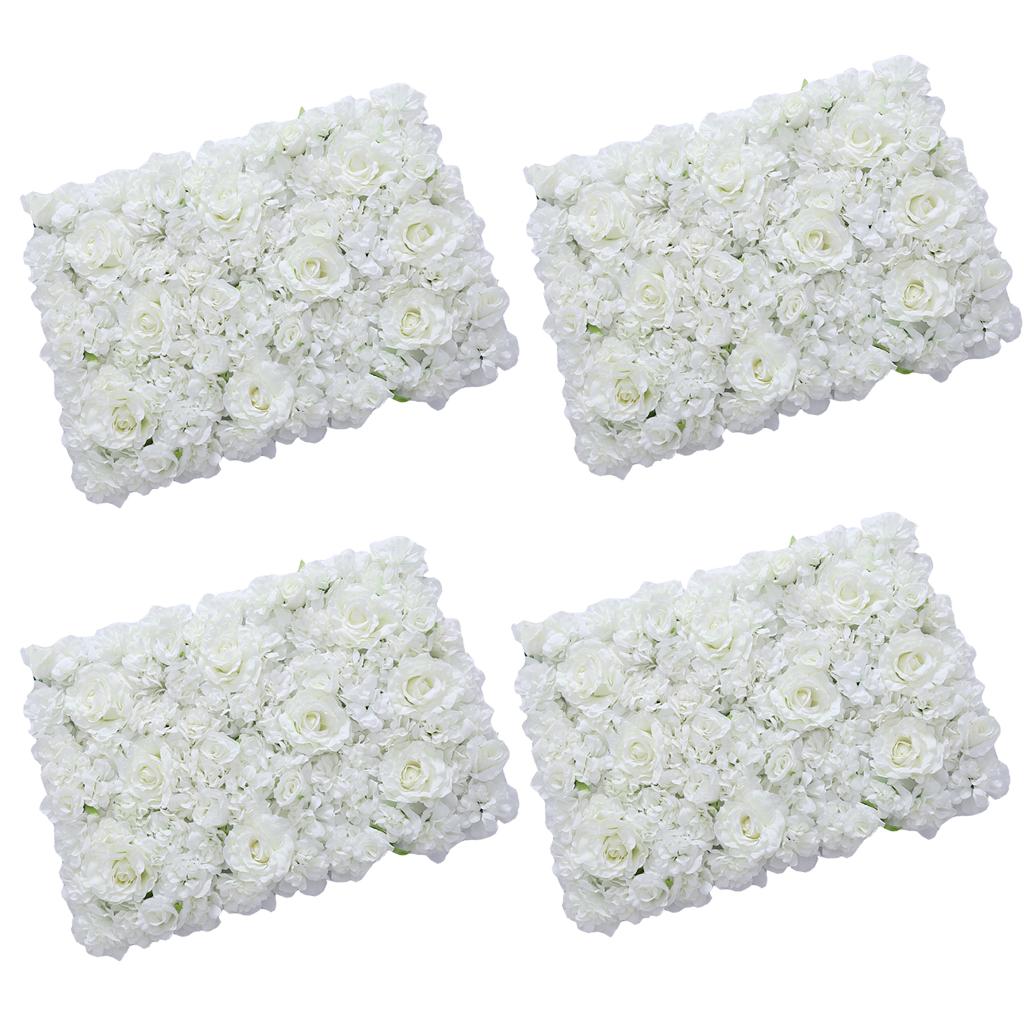 4Pieces Artificial Flower Wall Wedding Venue Flower Pillar Road Decor White