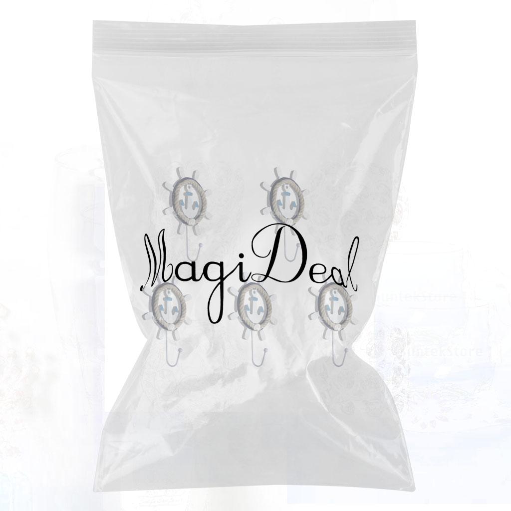 5Pieces Mediterranean Style Coat Hooks Wall Hanger Towel Hat Hooks Anchor