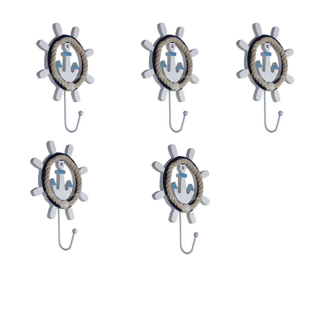 5Pieces Mediterranean Style Coat Hooks Wall Hanger Towel Hat Hooks Anchor