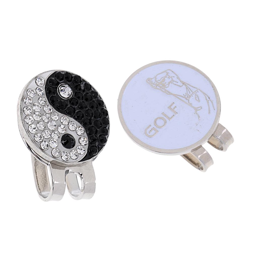 Alloy Magnetic Hat Clip with Removable Golf Ball Marker Yin Yang + Golfer