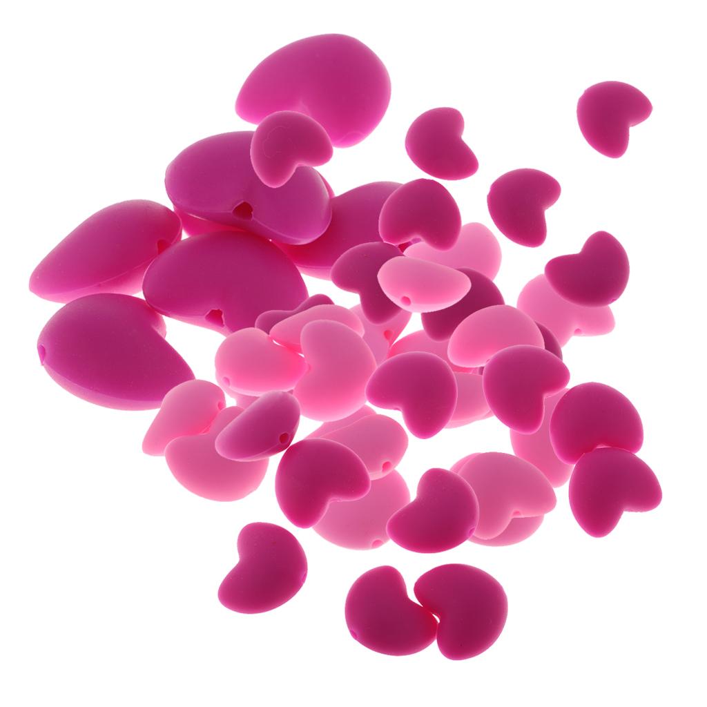 200pcs Baby Teether Silicon Teething Chew Jewelry DIY Necklace Pink & Red